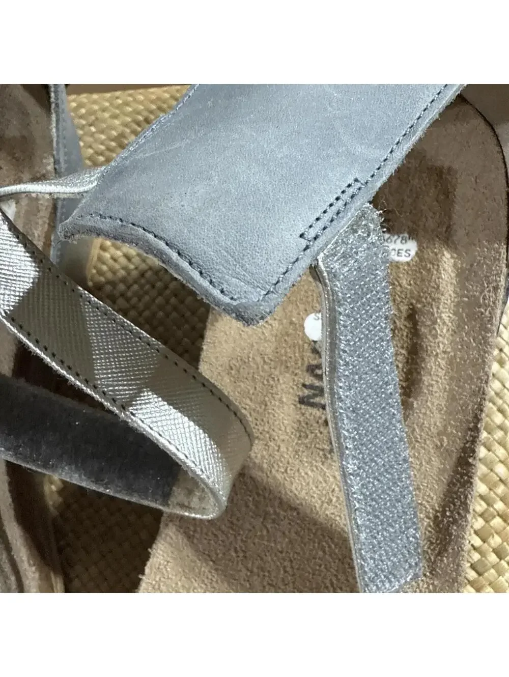NAOT Sandals Woman  sz 42 Light Gray White leather strap, Made In Israel